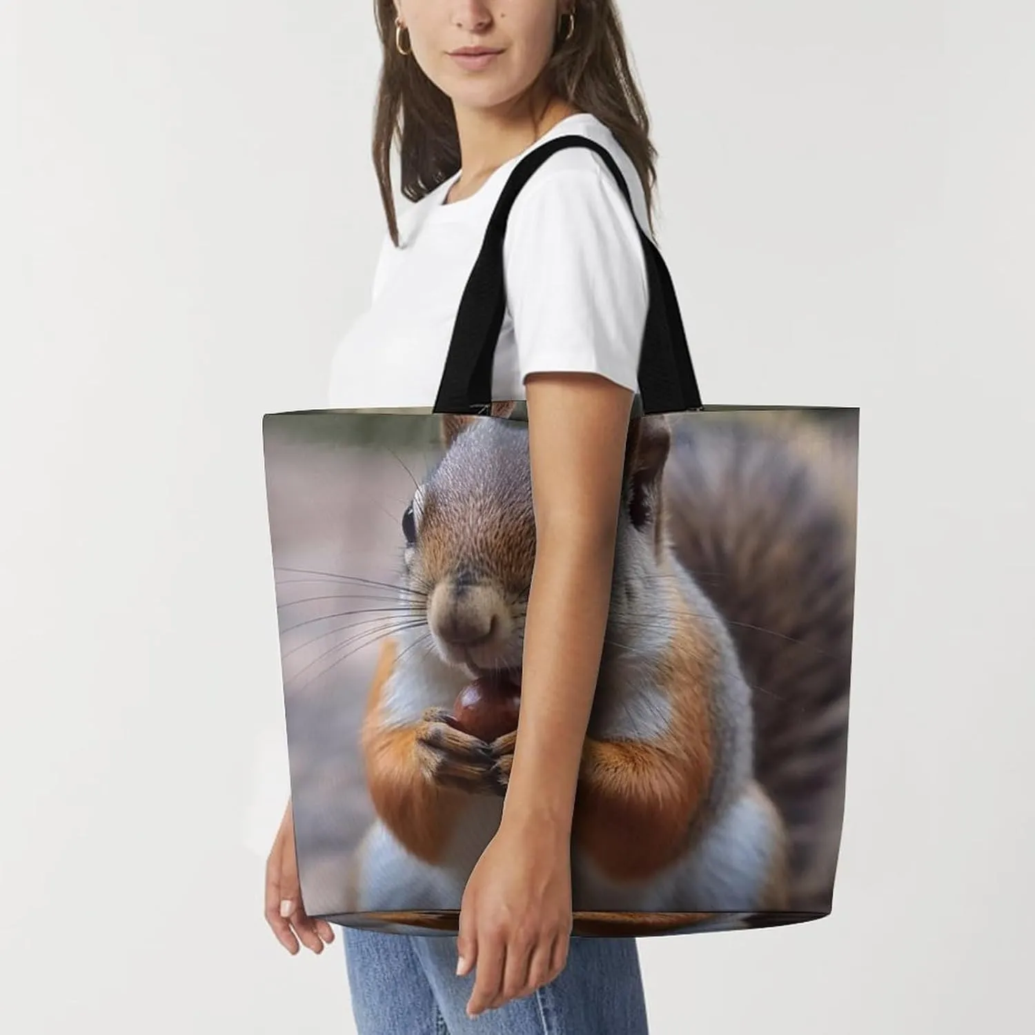 Lion Sticks Out Tongue Beach Bag Reusable Tote Bag Foldable Grocery Bags Women Shopping Bags for Daily Essentials