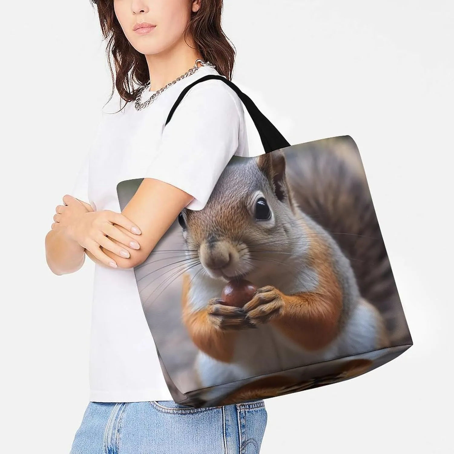 Lion Sticks Out Tongue Beach Bag Reusable Tote Bag Foldable Grocery Bags Women Shopping Bags for Daily Essentials