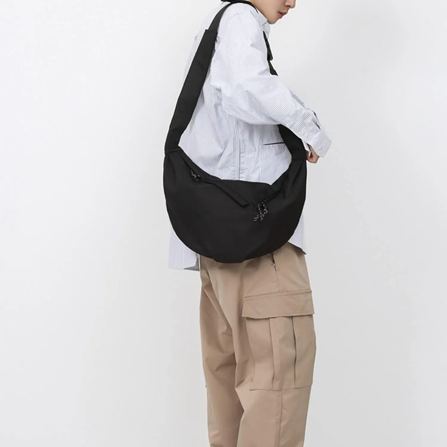 Locomotive Cool Dumpling Shoulder Bag Casual Men And Women Single Shoulder Messenger over The Shoulder (Black, One Size)