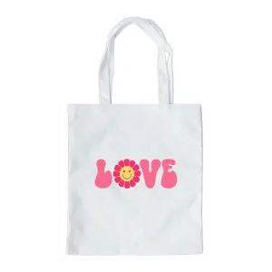 Love Tote Bag, Valentine's Day Tote, Valentine Gift Tote Bag, Reusable Valentines Bag, Flower Tote Bag, Custom Tote Bag