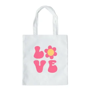 Love Tote Bag, Valentine's Day Tote, Valentine Gift Tote Bag, Reusable Valentines Bag, Flower Tote Bag, Custom Tote Bag