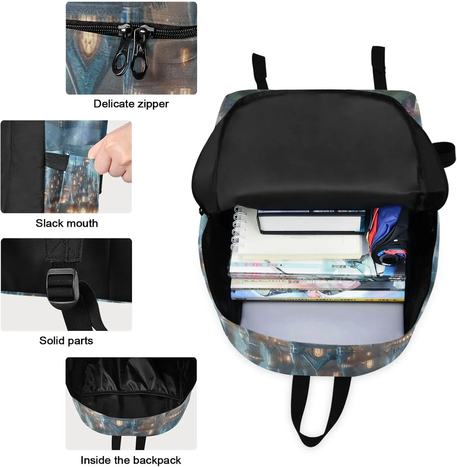 Magic Castle Backpacks and Lunchboxes Cooler Bag Insulated Waterproof, Backpack with Lunch Bag, Girl Backpacks Elementary