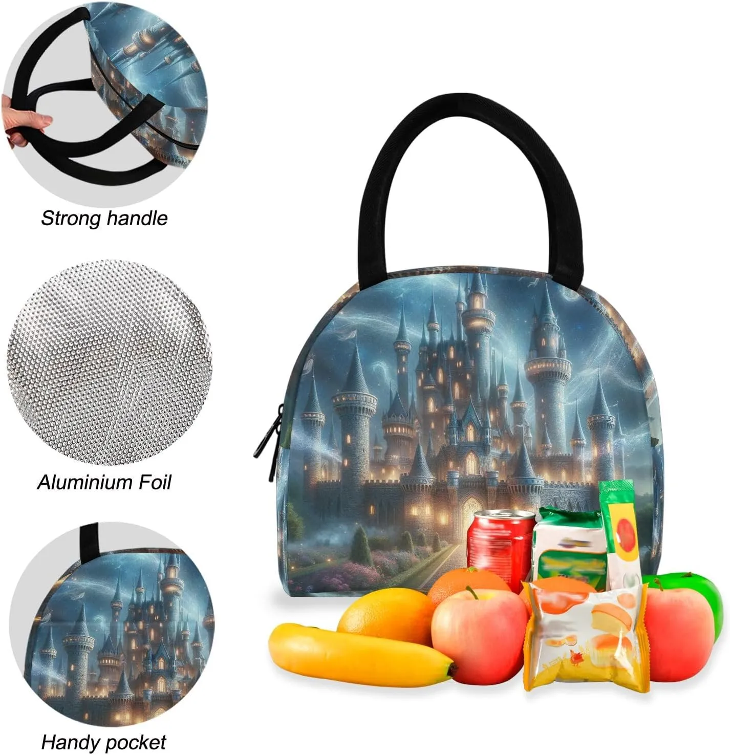 Magic Castle Backpacks and Lunchboxes Cooler Bag Insulated Waterproof, Backpack with Lunch Bag, Girl Backpacks Elementary