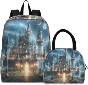 Magic Castle Backpacks and Lunchboxes Cooler Bag Insulated Waterproof, Backpack with Lunch Bag, Girl Backpacks Elementary