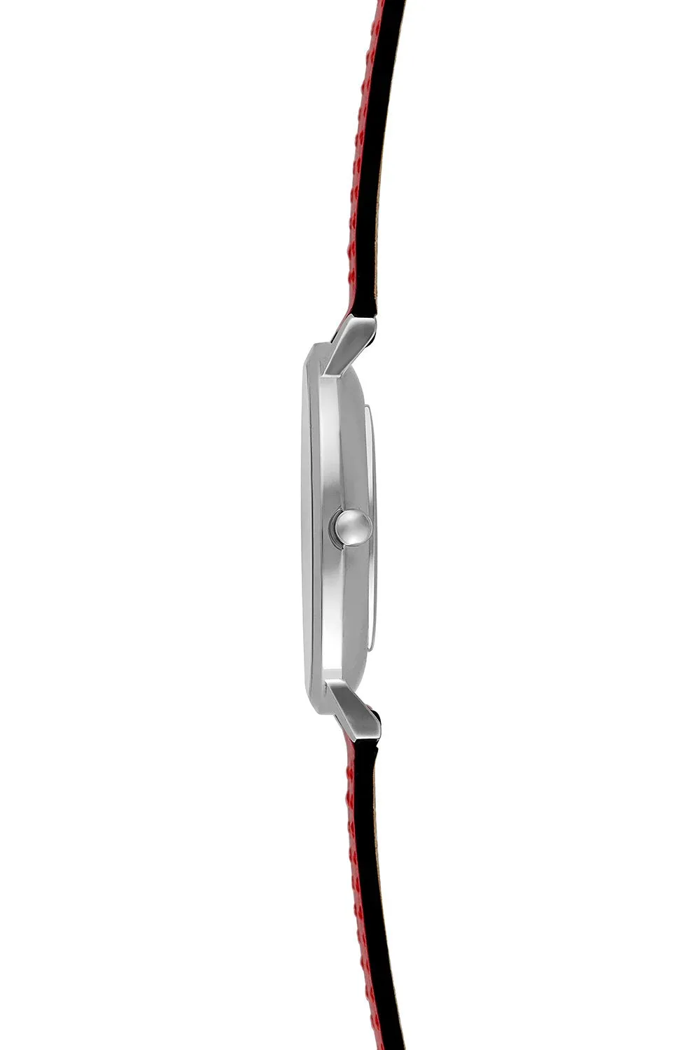 Major Silver Tone Red Strap Watch, 35mm