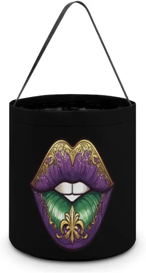 Mardi And Gras Lip Halloween Candy Bag Candy Tote Bucket Gift Bags Party Supplies for Women Men