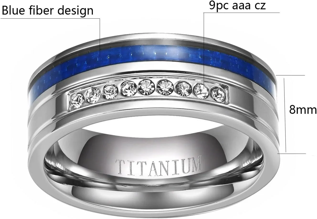 MASHAN Couple Rings Matching Rings His Her Ring Stars and Moon Princess Ring Blue CZ Women's Wedding Ring