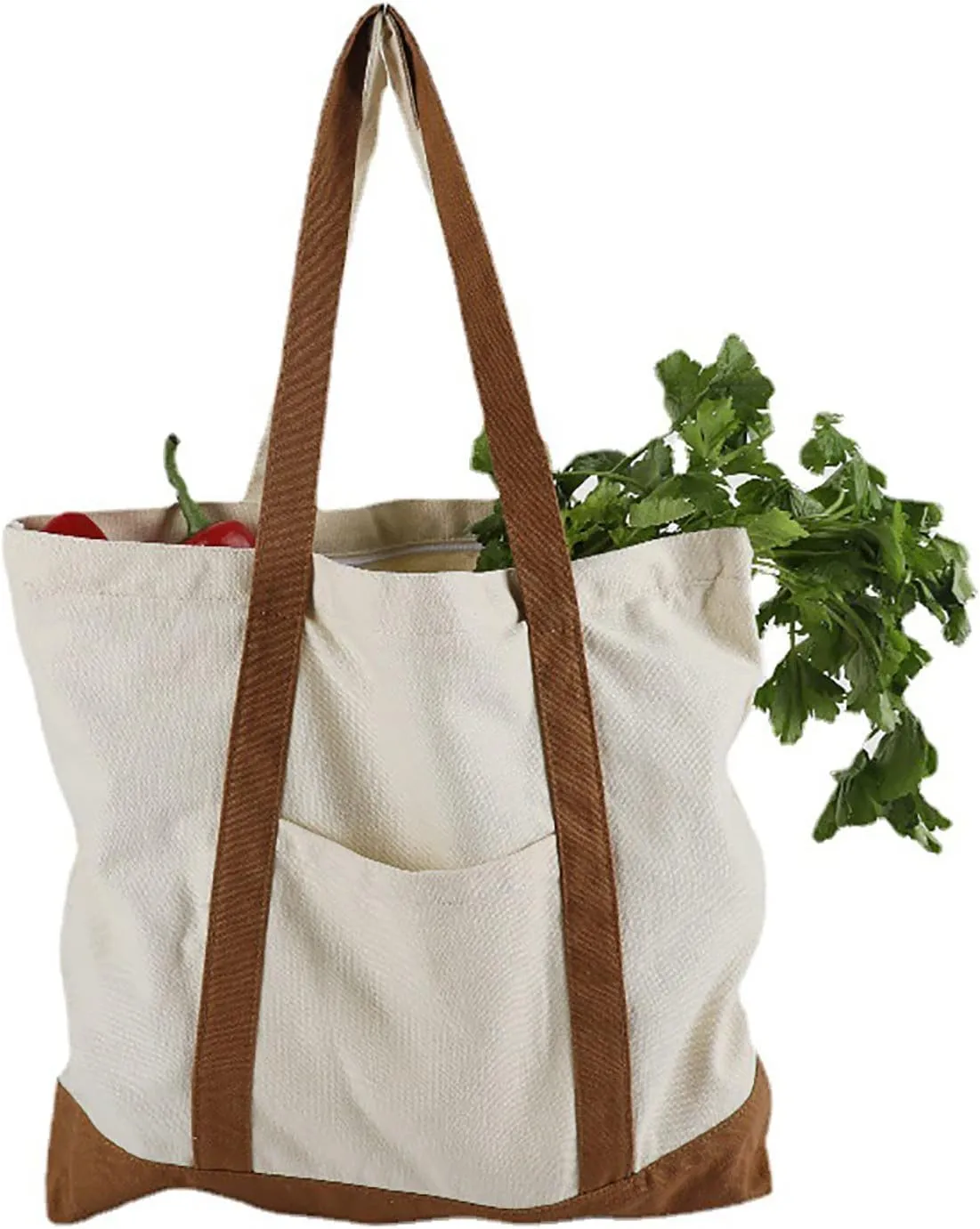 Medium Supermarket Bags Large Capacity Zipper Portable Canvas Bag Shoulder Bag Men (Black, One Size)