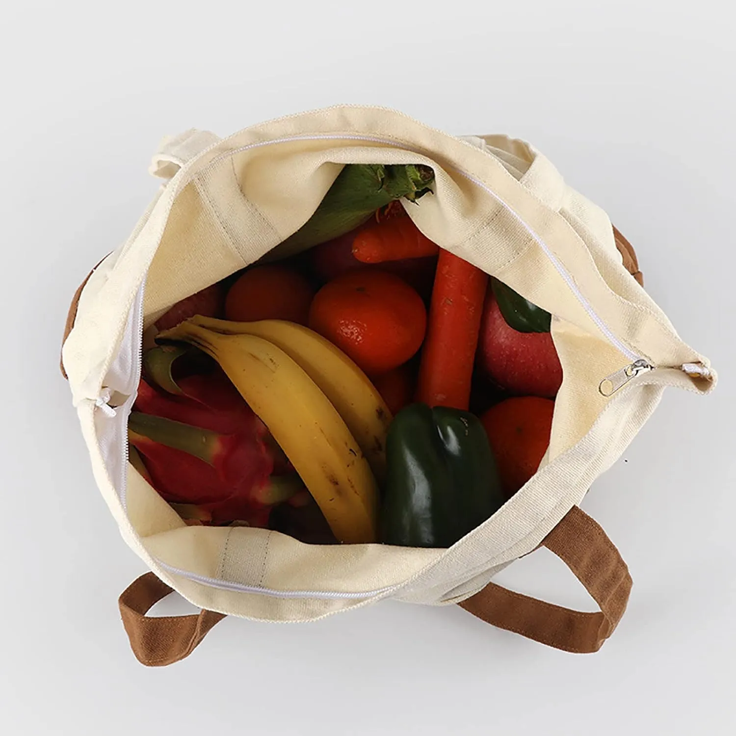 Medium Supermarket Bags Large Capacity Zipper Portable Canvas Bag Shoulder Bag Men (Black, One Size)