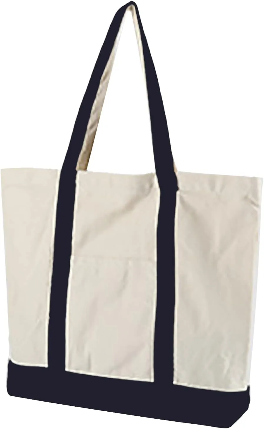 Medium Supermarket Bags Large Capacity Zipper Portable Canvas Bag Shoulder Bag Men (Black, One Size)