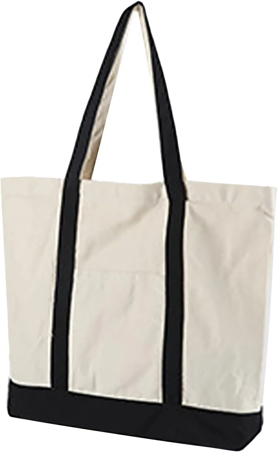 Medium Supermarket Bags Large Capacity Zipper Portable Canvas Bag Shoulder Bag Men (Black, One Size)