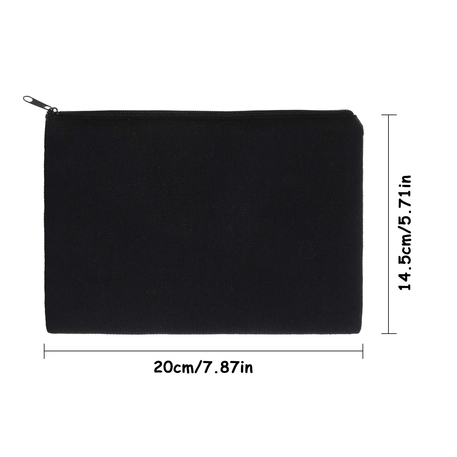 meekoo 16 Pack Canvas Blank Cosmetics Bag Multi-Purpose Zipper Canvas Makeup Pouches Travel Toiletry Pouches Pen Pencil Plain DIY Craft Bag(M,Black)