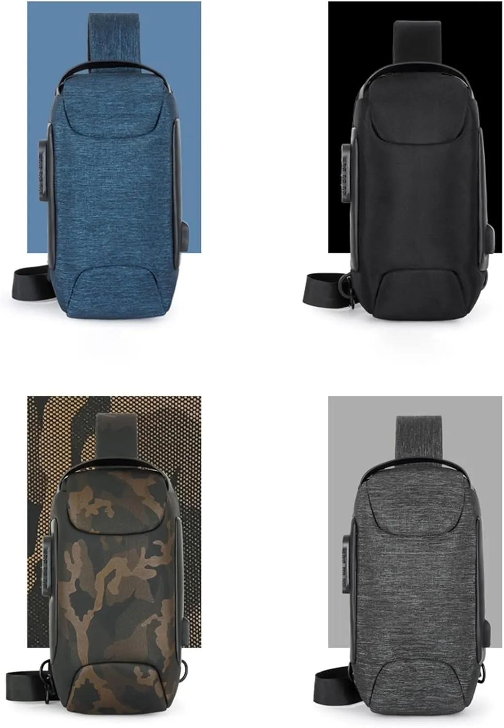 Men's Prevention Of Thieves Password Chest Lock Bag Cloth Sports One Shoulder Messenger Bag Shoulder (Blue, One Size)