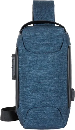 Men's Prevention Of Thieves Password Chest Lock Bag Cloth Sports One Shoulder Messenger Bag Shoulder (Blue, One Size)