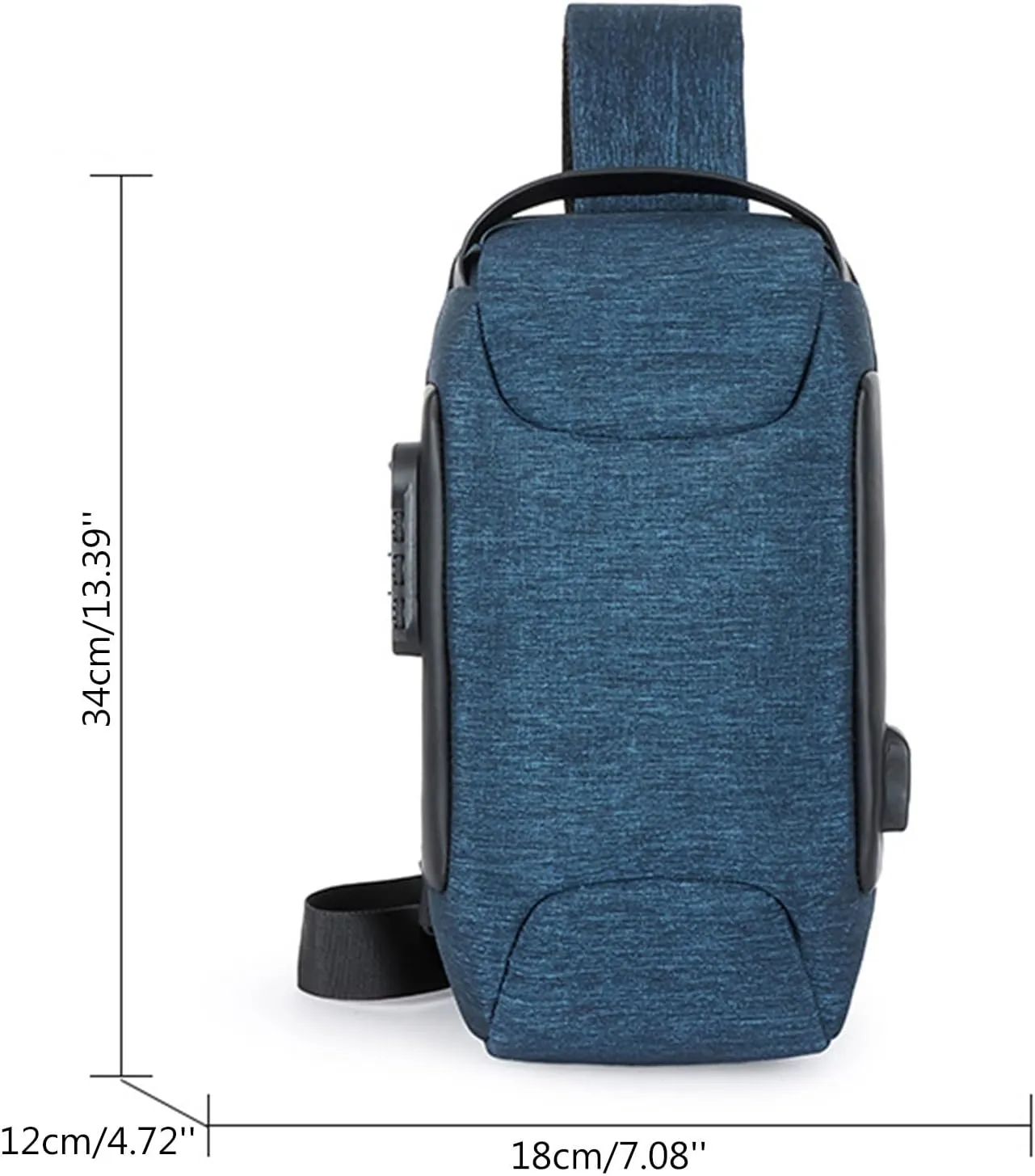 Men's Prevention Of Thieves Password Chest Lock Bag Cloth Sports One Shoulder Messenger Bag Shoulder (Blue, One Size)