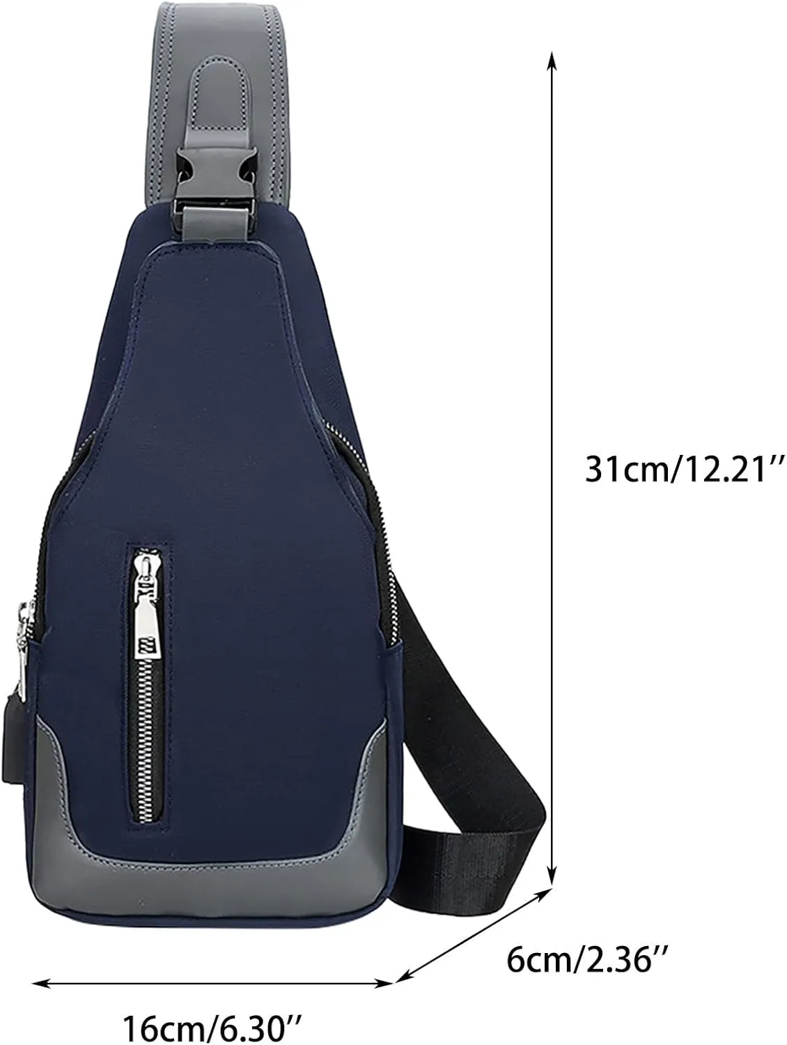 Men's Simple Business Crossbody USB Interface Lock Color Cloth Chest Bag Shoulder Bag Men's Shoulder (Grey, One Size)