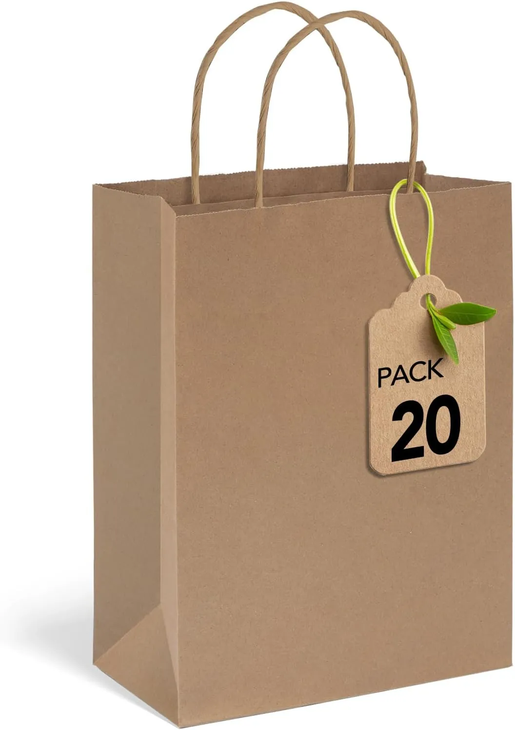 MESHA Brown Paper Bags 5.25x3.75x8 Inch 20 Pack Small Kraft Gift Bags with Handles Bulk, Grocery Shopping, Wedding Party Favor