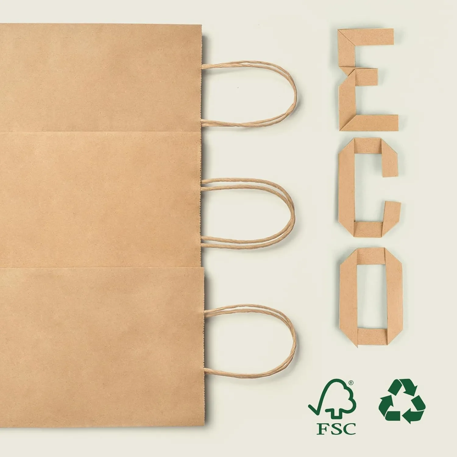 MESHA Brown Paper Bags 5.25x3.75x8 Inch 20 Pack Small Kraft Gift Bags with Handles Bulk, Grocery Shopping, Wedding Party Favor