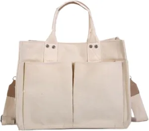 Messenger Tote Bag for Women Roomy Multiple Pockets Bag Ladies Crossbody Purse Versatile Travel Purse(White)