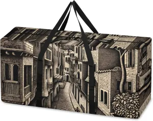 Modern City Extra Large Moving Bags Heavy Duty Storage Bags Fantastic City Cloth Wrap Around Handles Double Zipper Reusable Convenient Foldable Storage Tote for Travel Camping Space Save