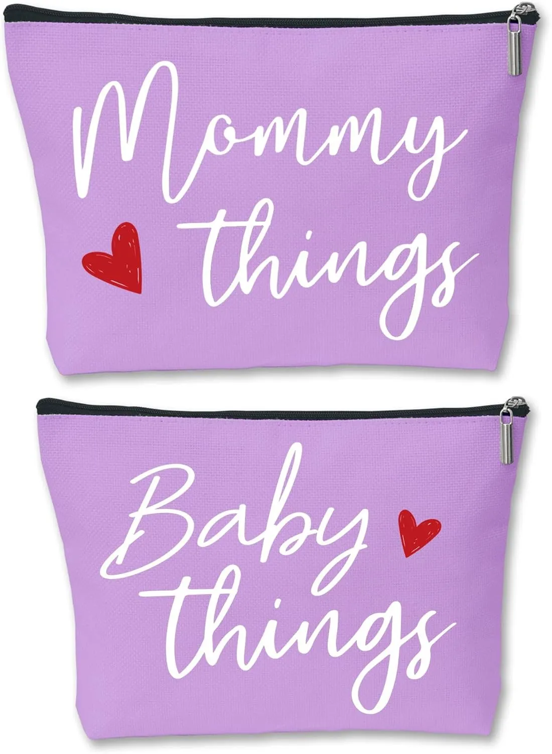 Mommy and Baby Matching Pouch Set, Mommy Things and Baby Things Bags, Gifts for New Moms Expecting Moms, Matching Travel Cases, Purple Set of 2