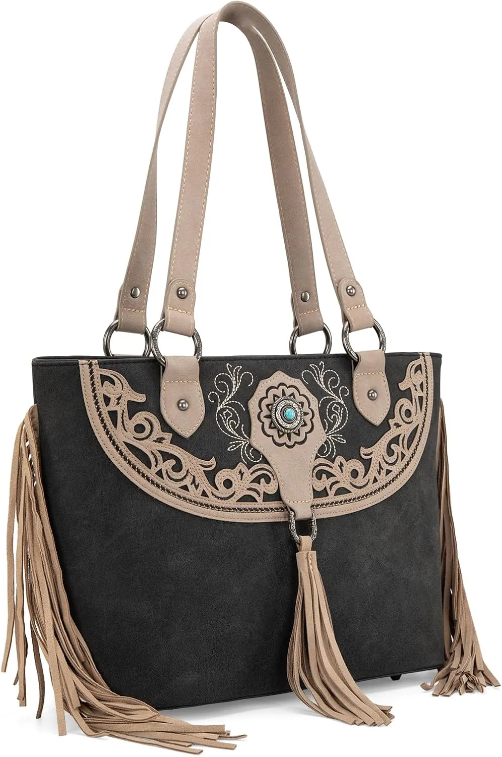 Montana West Aztec Tote Bag for Women Embroidered Western Shoulder Purse and Wallet Set