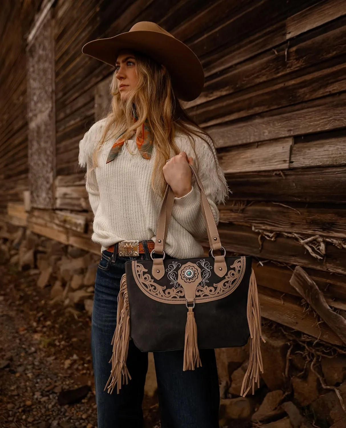 Montana West Aztec Tote Bag for Women Embroidered Western Shoulder Purse and Wallet Set