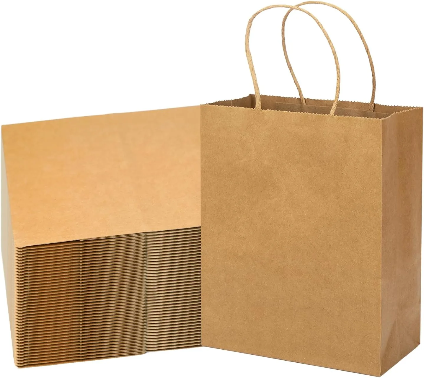 MOZRRO Gift Bags, 100 Pack 10.5x8.5x4.5 Inch, Paper Bags with Handles, Medium Size, Brown Gift Bag for Birthday, Wedding, Bulk, Party, Lunch, Goodie