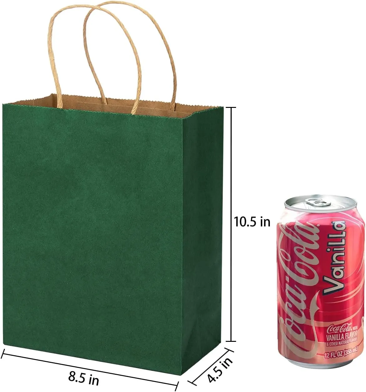 MOZRRO Gift Bags, 100 Pack 10.5x8.5x4.5 Inch, Paper Bags with Handles, Medium Size, Forest Green Gift Bag for Birthday, Wedding, Bulk, Party, Lunch, Goodie