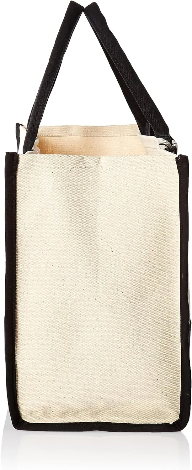 Mud Pie Classic Black and White Initial Canvas Tote Bags (B), 100% Cotton, 17" x 19" x 2"