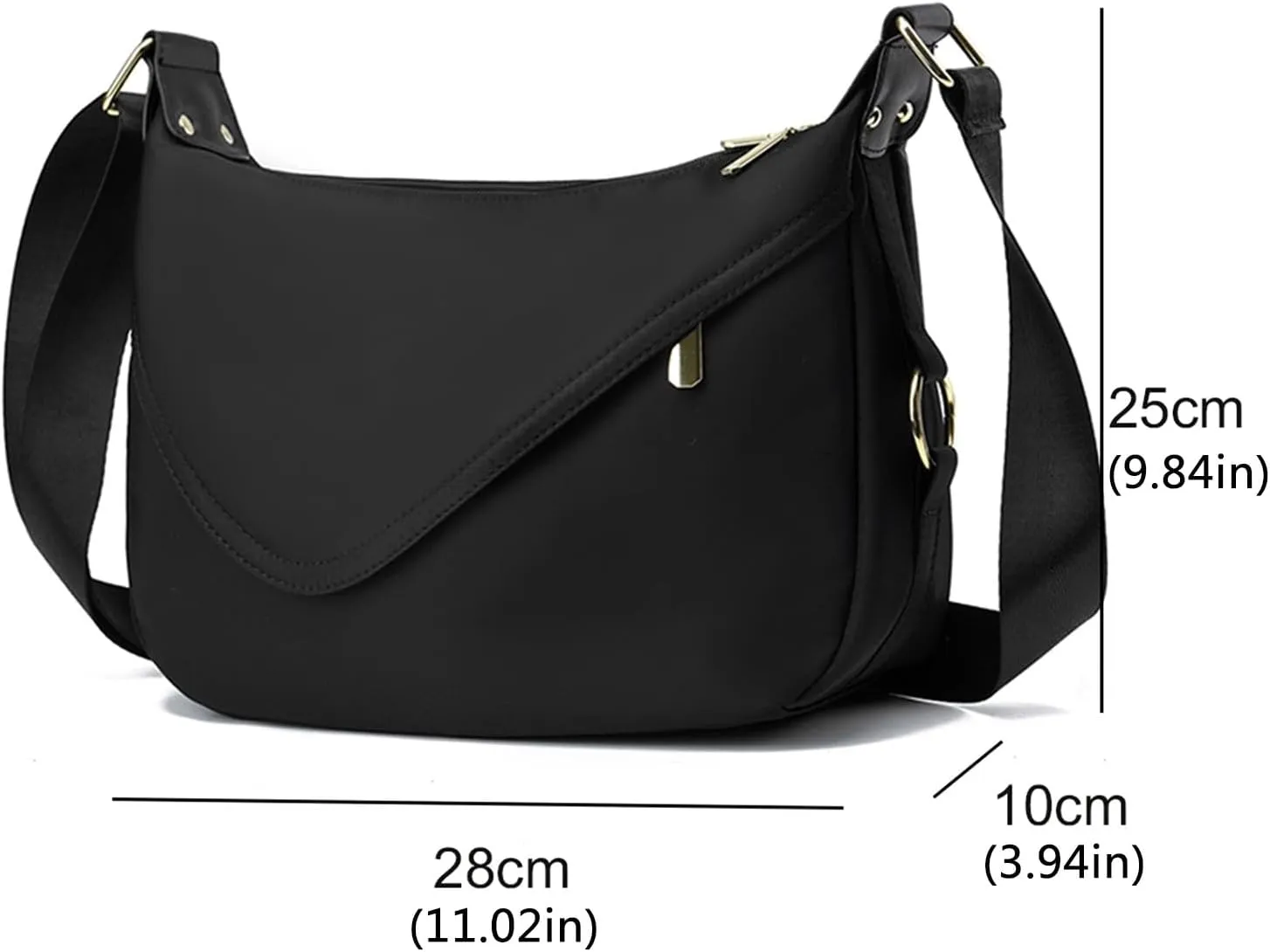 Multi Pocket Shoulder Bags for Woman Women's Crescent Shoulder Bags with Adjustable Strap Womens Shoulder Purse(Black)