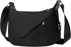 Multi Pocket Shoulder Bags for Woman Women's Crescent Shoulder Bags with Adjustable Strap Womens Shoulder Purse(Black)
