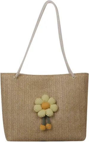 Multi Pocket Shoulder Bags for Woman Work Tote Bags with Strap Vintage Top-Handle Handbags Lightweight Work Bag(Khaki)