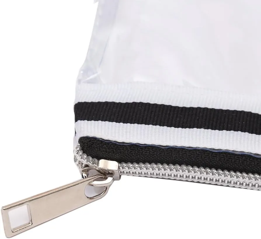 Multi-purpose Waterproof Clear Vinyl Zippered Toiletry Cosmetics Makeup Pouch With French Tape 4-pack