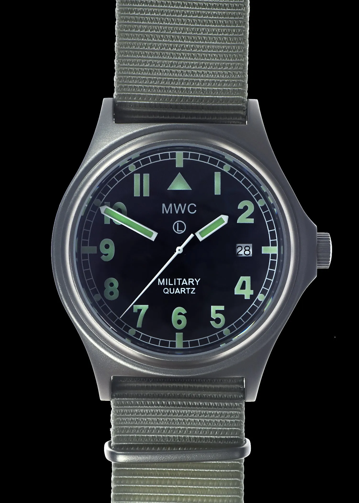MWC G10 50m (165ft) Water Resistant NATO Pattern Military Watch with Satin Case Finish, Fixed Strap Bars, Sapphire Crystal and 60 Month Battery Life