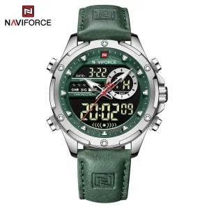 NAVIFORCE 2022 Luxury Men Watches Fashion Genuine Leather Quality Calendar LCD Display Waterproof Quartz Wristwatch NF9208