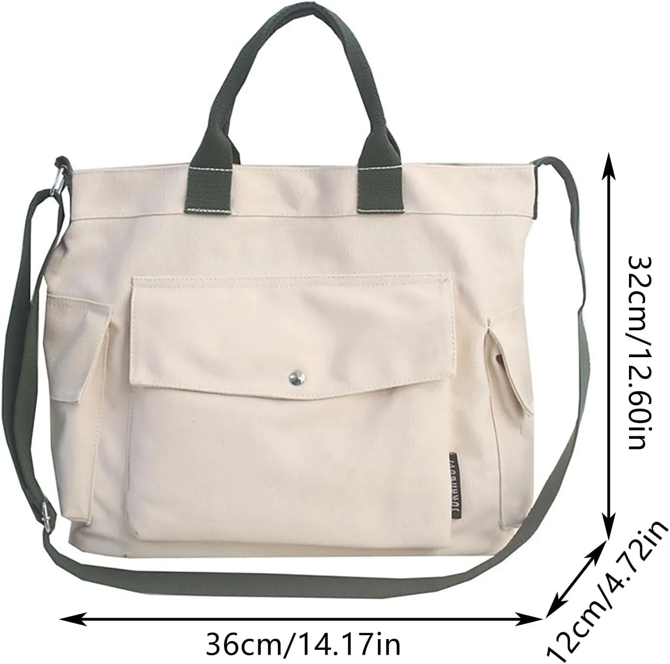 New Canvas Solid Color Simple Fashion One Shoulder Messenger Bag Clear Shoulder Bag (Black, One Size)