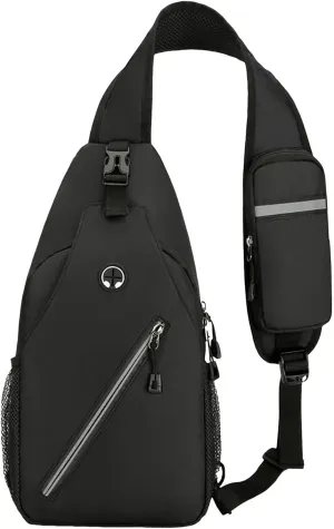 New Simple Men's Splash Proof Chest Bag Sports Leisure Shoulder Bags Fashion Student Messenger Bag (Black, One Size)