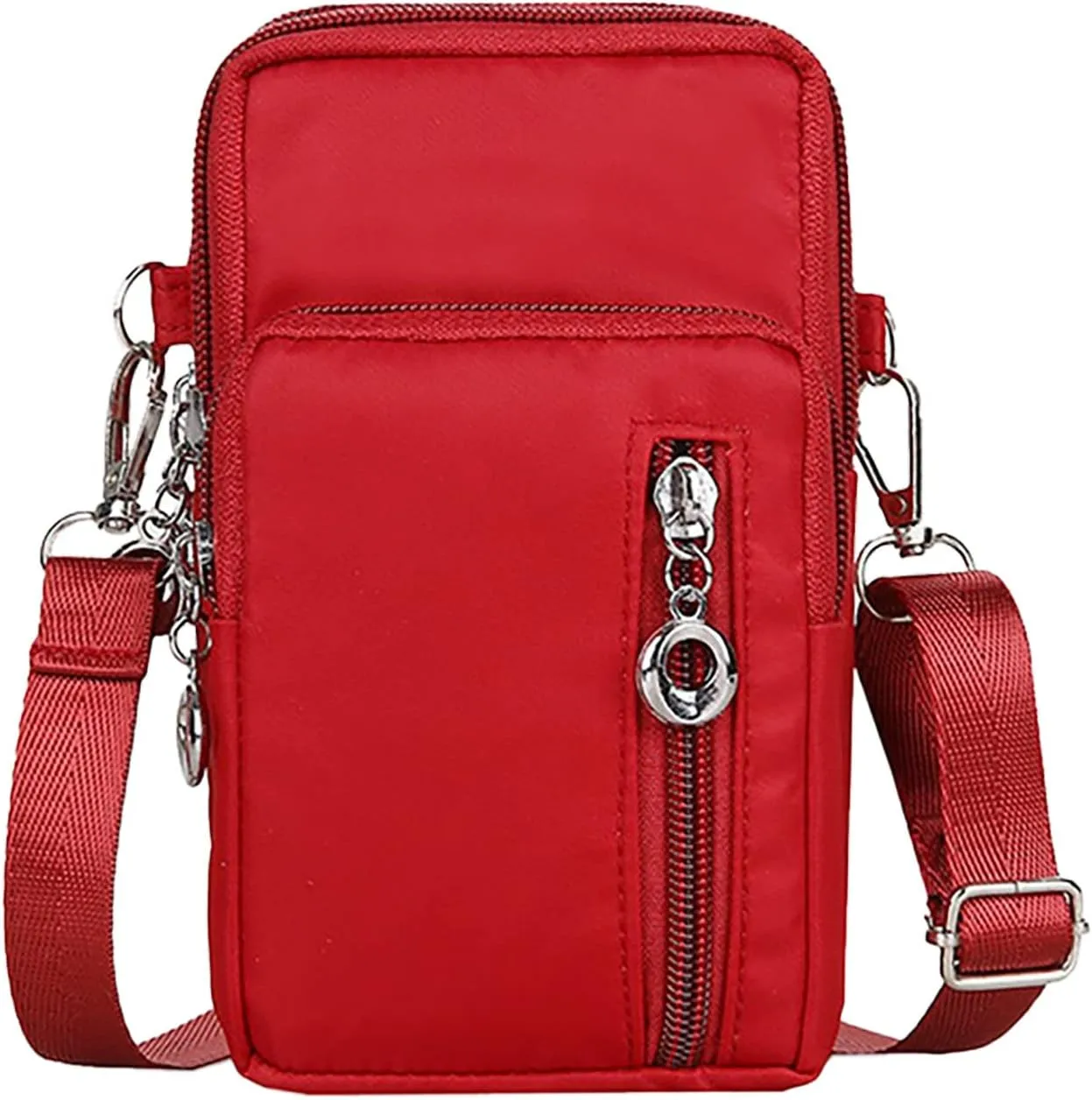 New Women's Crossbody Bags Korean Hanging Neck Mobile Phone Bags Wrist Wallet Mobile Phone Bag Shoulder (Red, One Size)