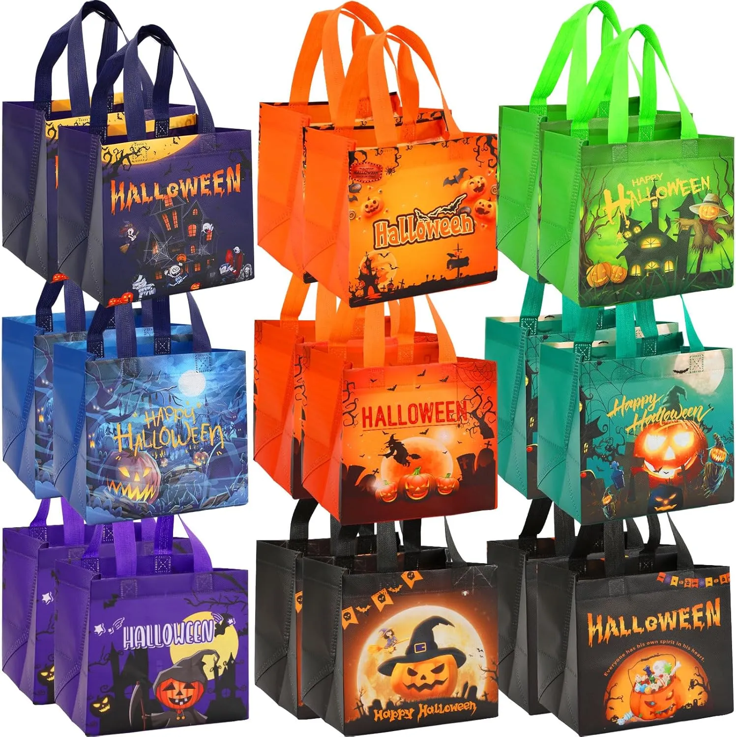 NOVWANG 12pcs Christmas Tote Bags, Christmas Gifts Bags Reusable Christmas Shopping Bags Christmas Grocery Bags