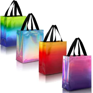 Nush Nush Set of 12 Gradient Medium Gift Bags - 4 Stunning Designs Of Reusable Gift Bags With Handles - Ideal as Birthday Gift Bags, Goodie Bags, Party Bags - 8x4x10 Size