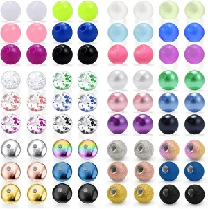 Ocptiy 16G 3mm Replacement Balls Set &14G 5mm Piercing Balls Stainless Steel Glow in the Drak Plastic Replacement Balls Parts Jewelry Piercing Pearl Barbell Parts for Women Men 3mm 5mm Balls 72Pcs