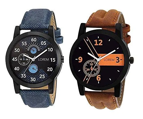 Om Designer Analogue Multicolor Dial Men's Watch-Den-234 (Pack Of 2)