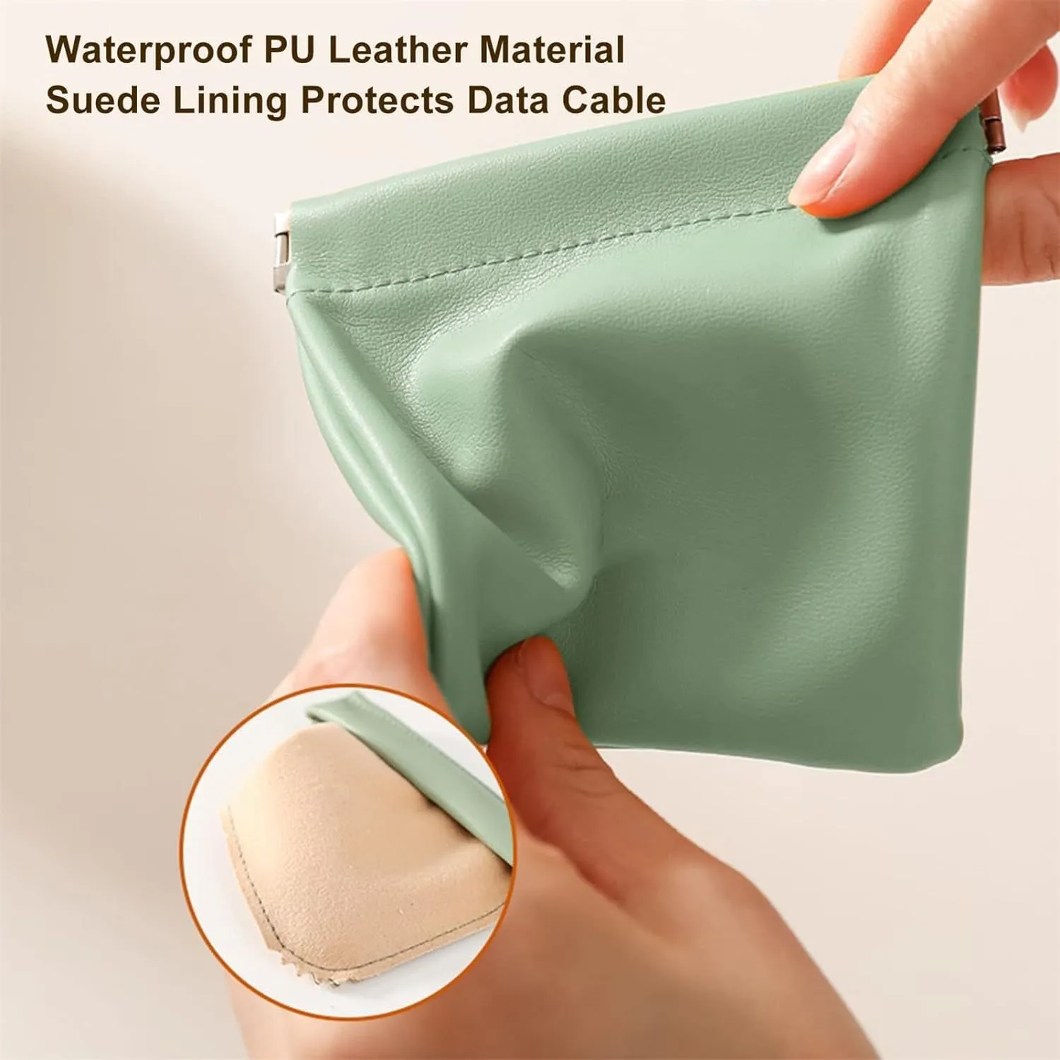 Onavee - Onavee Organizer Pouch, Pouchic - Personalized Snap Closure Leather Organizer Pouch, Onavee Purse Organizer Pouches, Pouchic Snap Closure Pouches, Lambskin Pocket Cosmetic Bag (4Color A)