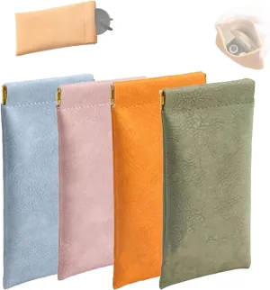 Onavee - Onavee Organizer Pouch, Pouchic - Personalized Snap Closure Leather Organizer Pouch, Onavee Purse Organizer Pouches, Pouchic Snap Closure Pouches, Lambskin Pocket Cosmetic Bag (4Color B)