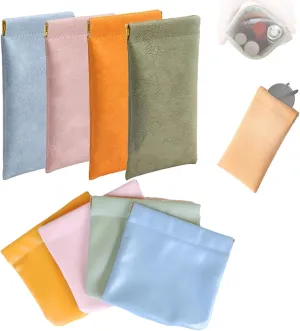 Onavee - Onavee Organizer Pouch, Pouchic - Personalized Snap Closure Leather Organizer Pouch, Onavee Purse Organizer Pouches, Pouchic Snap Closure Pouches, Lambskin Pocket Cosmetic Bag (8Color C)
