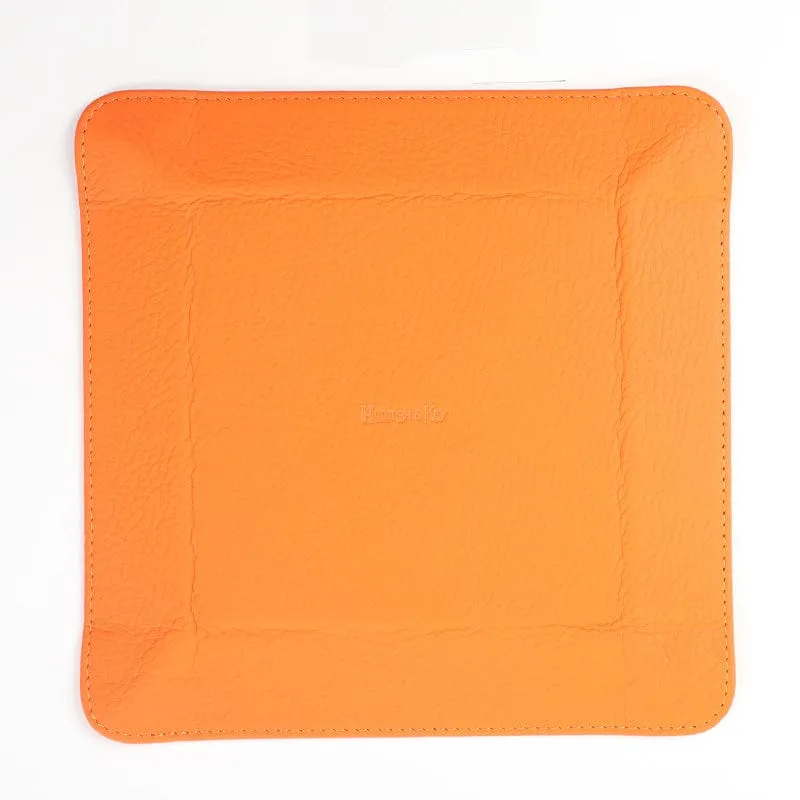 Orange Leather & Brown Suede Small Travel Tray