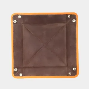 Orange Leather & Brown Suede Small Travel Tray