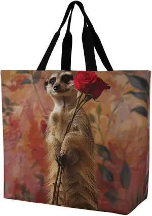 Owl And Flower Beach Bag Reusable Tote Bag Foldable Grocery Bags Women Shopping Bags for Daily Essentials