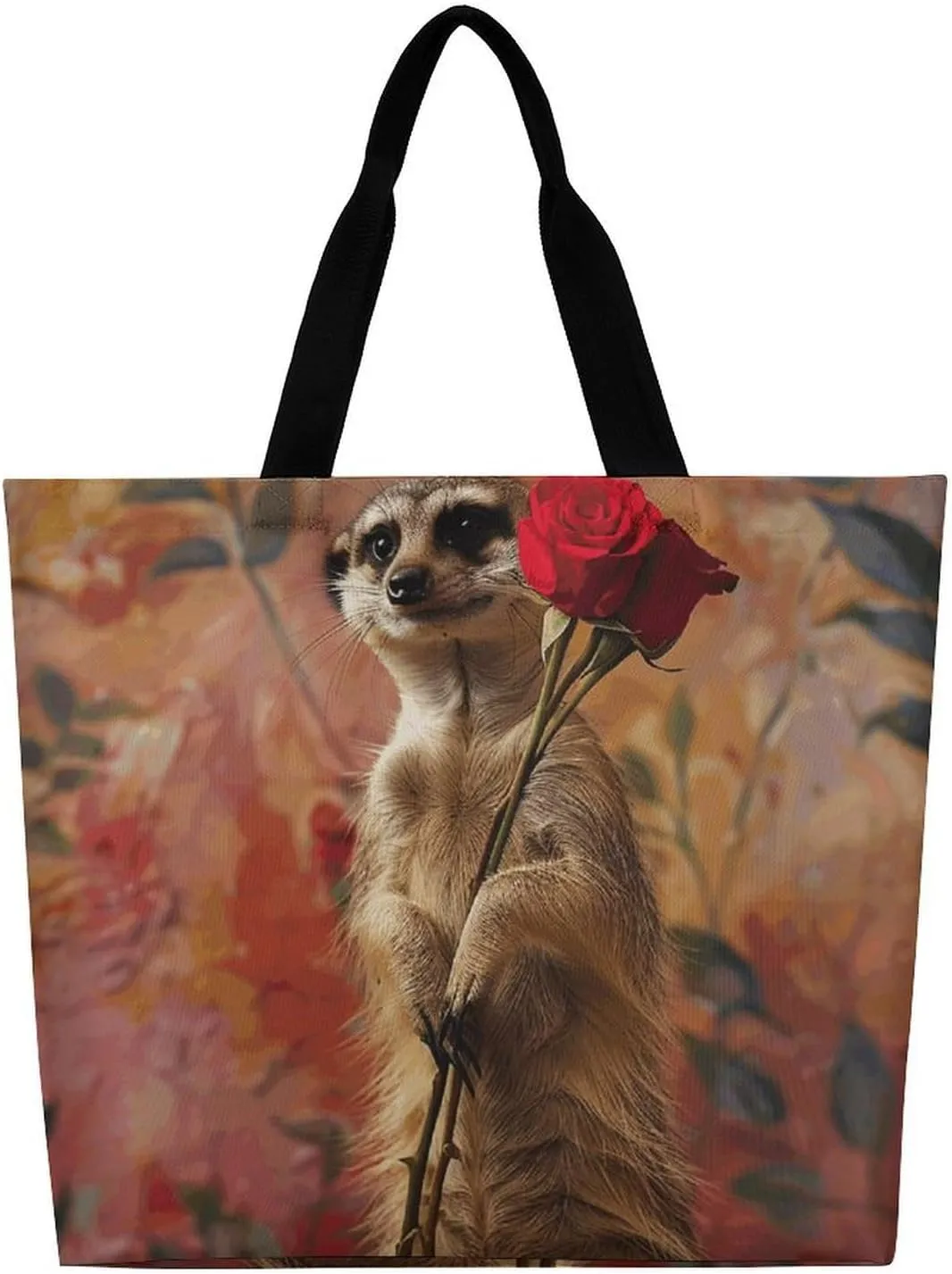 Owl And Flower Beach Bag Reusable Tote Bag Foldable Grocery Bags Women Shopping Bags for Daily Essentials